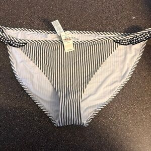 Aerie Black and White Striped Bikini Bottom